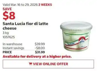 Costco Santa Lucia fior di latte cheese offer