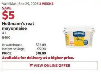 Costco Hellmann's real mayonnaise offer