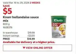 Costco Knorr hollandaise sauce mix offer