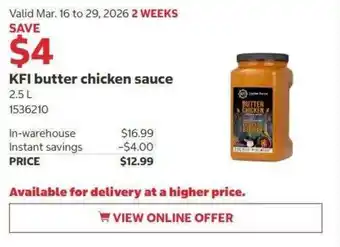 Costco KFI butter chicken sauce offer