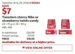 Costco Twizzlers cherry Nibs or strawberry twists candy offer
