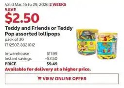 Costco Teddy and Friends or Teddy Pop assorted lollipops offer