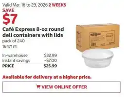 Costco Café Express round deli containers with lids offer