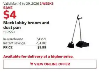 Costco Black lobby broom and dust pan offer