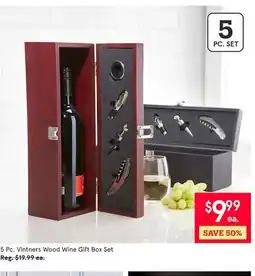 Kitchen Stuff Plus 5 Pc. Vintners Wood Wine Gift Box Set offer