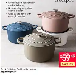 Kitchen Stuff Plus Crock Pot Artisan Cast Iron Dutch Oven offer