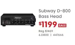 Long & McQuade Subway D-800 Bass Head offer
