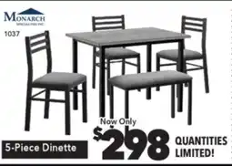 Surplus Furniture Grey & Black 5-Piece Dinette with Bench offer