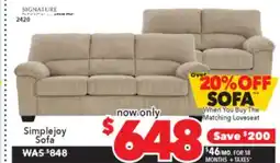Surplus Furniture Simplejoy Sand Sofa offer