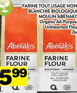 Supermarché PA FARINE TOUT USAGE NON- BLANCHIE BIOLOGIQUE MOULIN ABENAKIS | Organic All-Purpose Unbleached Flour offer
