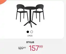 Meubles RD Stylus - Indoor/Outdoor Resin Dining Set with Round Table and 2 Stackable Chairs – Black offer