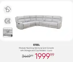 Meubles RD Steel - Modular Reclining Sectional and Console with Storage and Cup Holders - 6 pcs offer