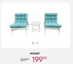 Meubles RD Mozart - Outdoor Steel Conversation Set with Coffee Table - 3 pcs, Turquoise offer