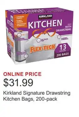Costco Kirkland Signature Drawstring Kitchen Bags, 200-pack offer