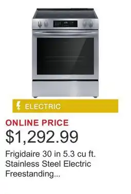 Costco Frigidaire 30 in 5.3 cu ft. Stainless Steel Electric Freestanding Range with Convection Bake offer