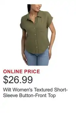 Costco Wilt Women's Textured Short-Sleeve Button-Front Top offer