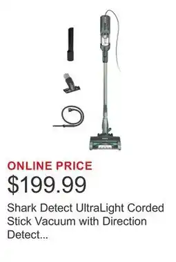 Costco Shark Detect UltraLight Corded Stick Vacuum with Direction Detect and Self-Cleaning Brushroll offer