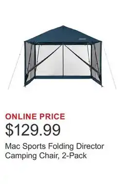 Costco Mac Sports Folding Director Camping Chair, 2-Pack offer