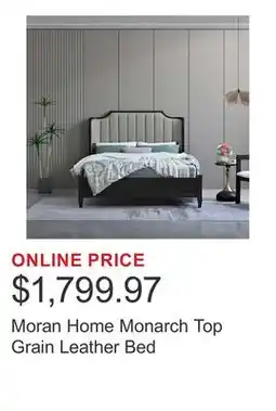 Costco Moran Home Monarch Top Grain Leather Bed offer