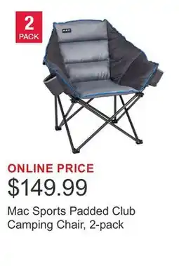 Costco Mac Sports Padded Club Camping Chair, 2-pack offer