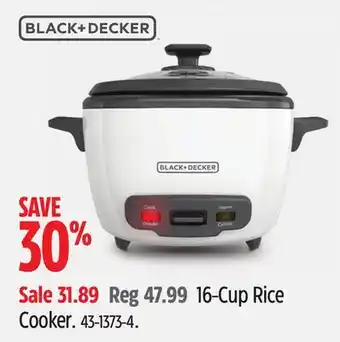 Canadian Tire Black & Decker 16-Cup Rice Cooker offer