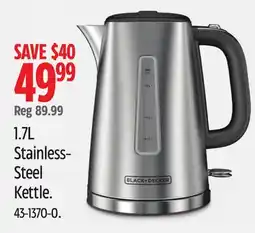 Canadian Tire Black & Decker 1.7L Stainless- Steel Kettle offer