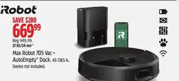 Canadian Tire iRobot Max Robot 705 Vac + AutoEmpty Dock offer
