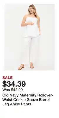 Old Navy Old Navy Maternity Rollover-Waist Crinkle Gauze Barrel Leg Ankle Pants offer
