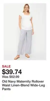 Old Navy Old Navy Maternity Rollover Waist Linen-Blend Wide-Leg Pants offer