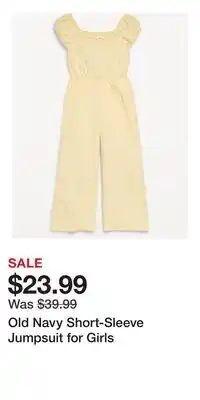 Old Navy Old Navy Short-Sleeve Jumpsuit for Girls offer