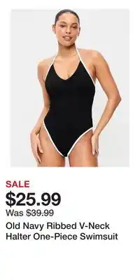 Old Navy Old Navy Ribbed V-Neck Halter One-Piece Swimsuit offer