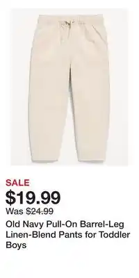Old Navy Old Navy Pull-On Barrel-Leg Linen-Blend Pants for Toddler Boys offer