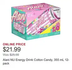 Costco Alani NU Energy Drink Cotton Candy, 355 mL 12-pack offer