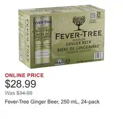 Costco Fever-Tree Ginger Beer, 250 mL, 24-pack offer