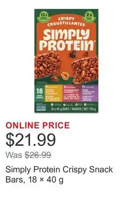 Costco Simply Protein Crispy Snack Bars, 18 × offer