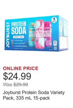 Costco Joyburst Protein Soda Variety Pack, 335 mL 15-pack offer