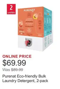 Costco Purenat Eco-friendly Bulk Laundry Detergent, 2-pack offer