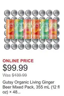 Costco Gutsy Organic Living Ginger Beer Mixed Pack, 355 mL (12 fl oz) × 48 cans offer