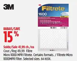 Canadian Tire 3M Filtrete Micro 1000MPR Filter offer