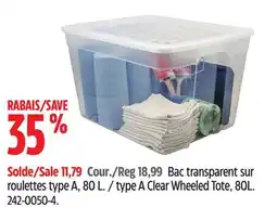 Canadian Tire type A Clear Wheeled Tote offer