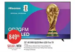 The Brick HISENSE 75 QD7QFM Mini-LED QLED 4K UHD AI Smart Fire TV (75QD7QFM) offer