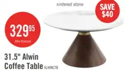 The Brick Alwin 31.5 Modern Round Coffee Table with White Sintered Stone Top - Brown offer