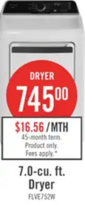 The Brick Frigidaire 7 Cu. Ft. Electric Dryer - White - FLVE752CBW offer