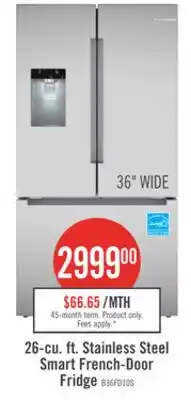 The Brick Bosch 36 26 Cu. Ft. 100 Series Smart French-Door Refrigerator - Stainless Steel - B36FD10ENS offer