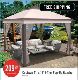 The Brick Costway 11'x11' 2-tier Pop-up Gazebo Tent Portable Canopy Shelter Carry Bag Mesh Beige offer
