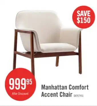 The Brick Manhattan Comfort Miller Linen Weave Accent Chair - Cream & Walnut offer