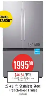 The Brick Samsung 36 27 Cu. Ft. SpaceMax Counter-Depth Refrigerator - Stainless Steel - RF27CG5100SRAA offer