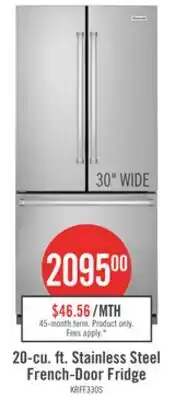 The Brick GE 33 24.7 Cu. Ft. French-Door Refrigerator – Fingerprint Stainless Steel - GNE25JYKFS offer