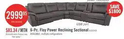 The Brick Floy 6-Piece Faux Suede Power Reclining Sectional with Power Headrests, Console and USB Port - Grey offer
