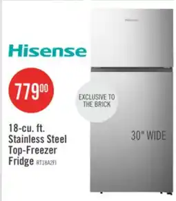 The Brick Hisense 30 18 Cu. Ft. Top-Mount Refrigerator - Stainless Steel - RT18A2FID offer